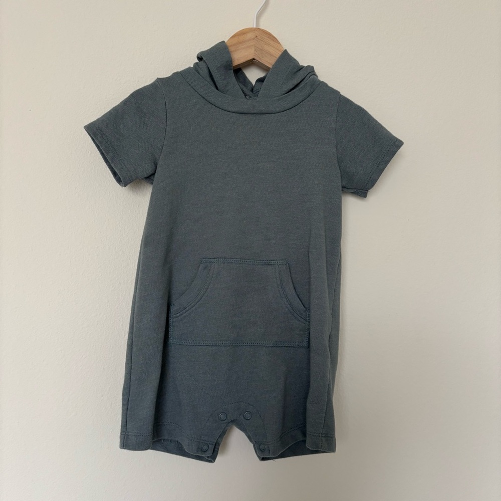 Carter's Green Grayish Romper with Dino Hoodie 18M